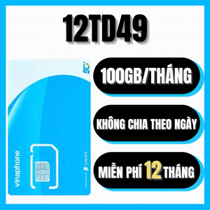 Siêu Sim 5G 12TD49 12 Tháng Tặng 100GB Tốc Độ Cao Mỗi Tháng Vinaphone Không Giới Hạn Truy Cập Tốc Độ Mạng Thả Ga - BẢO HÀNH 1 ĐỔI 1 FREESHIP - CHƯA KÍCH HOẠT.
