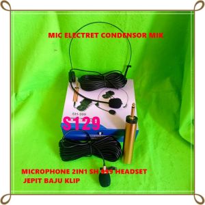 S129 MICROPHONE 2IN1 SH 999 HEADSET JEPIT BAJU KLIP MIC ELECTRET CONDENSOR MIK TECNOLOGY JAPAN KABEL