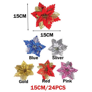 METECH Christmas Flower Artificial Flowers Christmas Decorations for Home 2023 Xmas Tree Ornaments