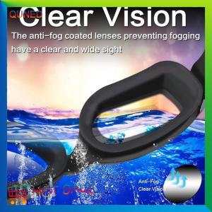 QUNED แว่นตาว่ายน้ำกันฝ้าสำหรับผู้ใหญ่แว่นตาว่ายน้ำซิลิโคนกันน้ำปรับได้สำหรับผู้ชายและผู้หญิง