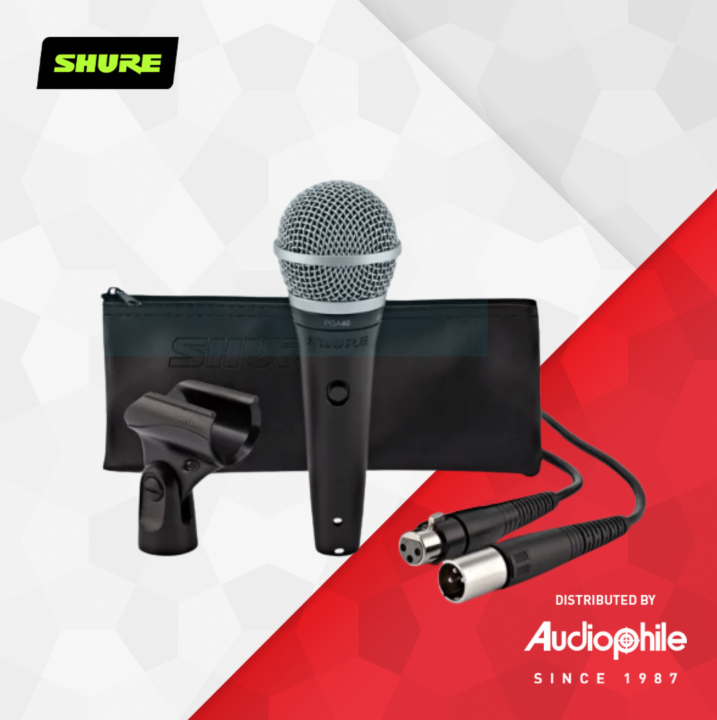 SHURE PGA48-XLR Cardioid Dynamic Microphone with XLR to XLR cable