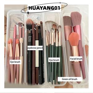 HUAYANG01 [HOT FASHION] Makeup Brush Organizer Transparent With Cover Eyebrow Pencil Boxes Portable Women Cosmetic Storage Organizer Makeup Tools