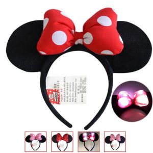 Minnie Mickey LED Headband Cute Cosplay Bow Photo Headwear Kids Adult
