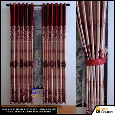 Gorden jendela Pintu Blackout Import Mewah Motif Printing Batik Plat Emas Embosh Model Smokring