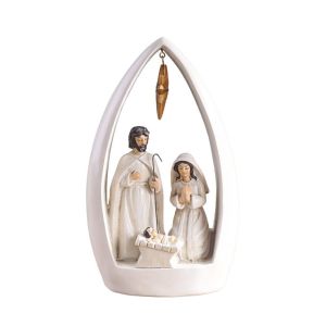 WILLUCK Nhựa Tượng cảnh Chúa Giáng Sinh Truyền thống Vật phẩm sưu tầm Tượng nghệ thuật Thời thượng Đồ trang trí để bàn cho dịp Giáng sinh. Tượng Gia Đình Thánh Trang trí kệ sách văn phòng