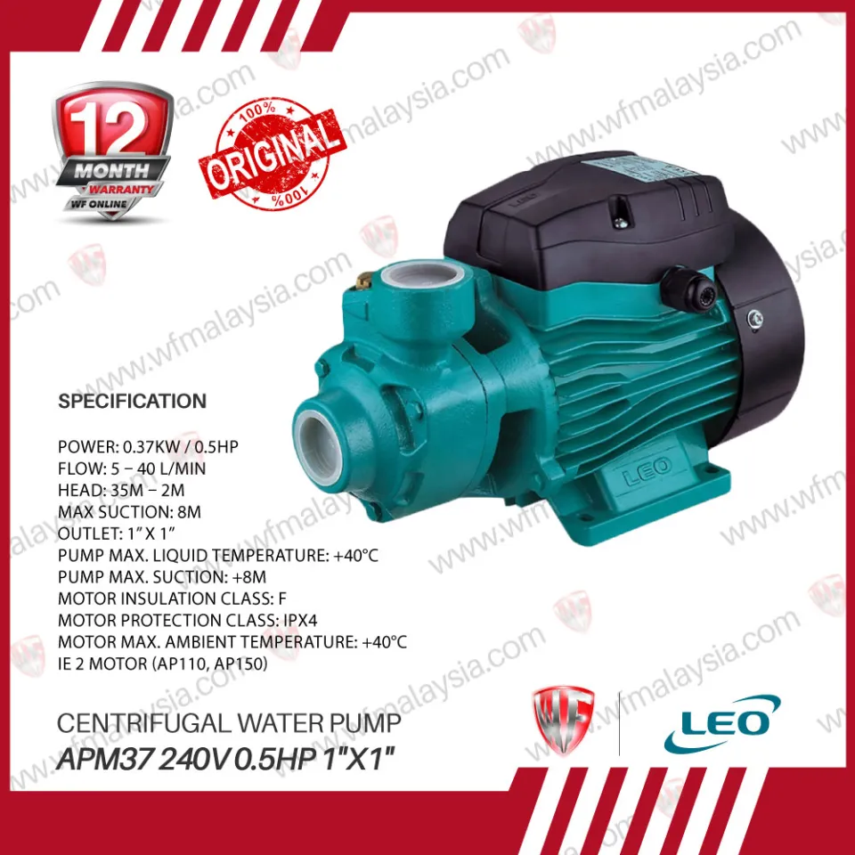 LEO APM37 240V 0.37kW 0.5HP 1 x1 Centrifugal Water Pump APM 37