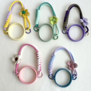 YH4F Flower Woven Water Bottle Handle Strap Soft Silicone Fits Most 8-40oz Bottles Braided Rope Reusable Hand-Woven Water Cup Sling for Stanley Owala HydroJug Cup Accessories