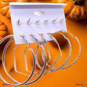 [COD] Biubiuni 6 cặp thời trang hợp kim vòng tròn bông tai của phụ nữ Stud Bông tai hấp dẫn đa yếu tố trang sức thiết lập thanh lịch Tai đồ trang sức