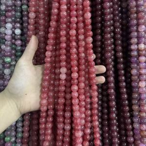 DIY - Hạt đá nhân tạo nhiều màu sắc có lỗ (8mm) tự làm bằng hạt cườm phụ kiện trang sức bán sỉ
