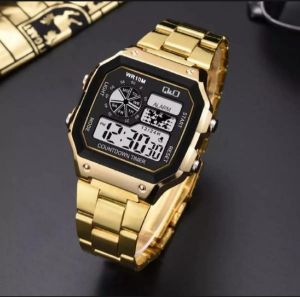 FULL SET JAM TANGAN PRIA ANTI AIR TANGGAL HARI AKTIF TALI KULIT BODY FULL STAINLESS