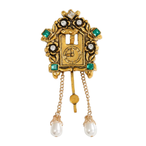 Antique Cage Clock Pin With Chain Decoration For Suit Coat Mediaeval Fashion Addition