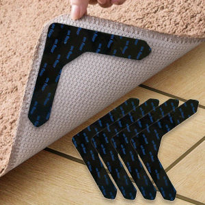 4/8pcs High Quality Non-slip Anti-drill Carpet Stickers Suitable For Living Room Dining Room Bathroom Rugs Prevent Rugs From Moving And Rolling Edges Black 12.5*12.5cm/5*5in