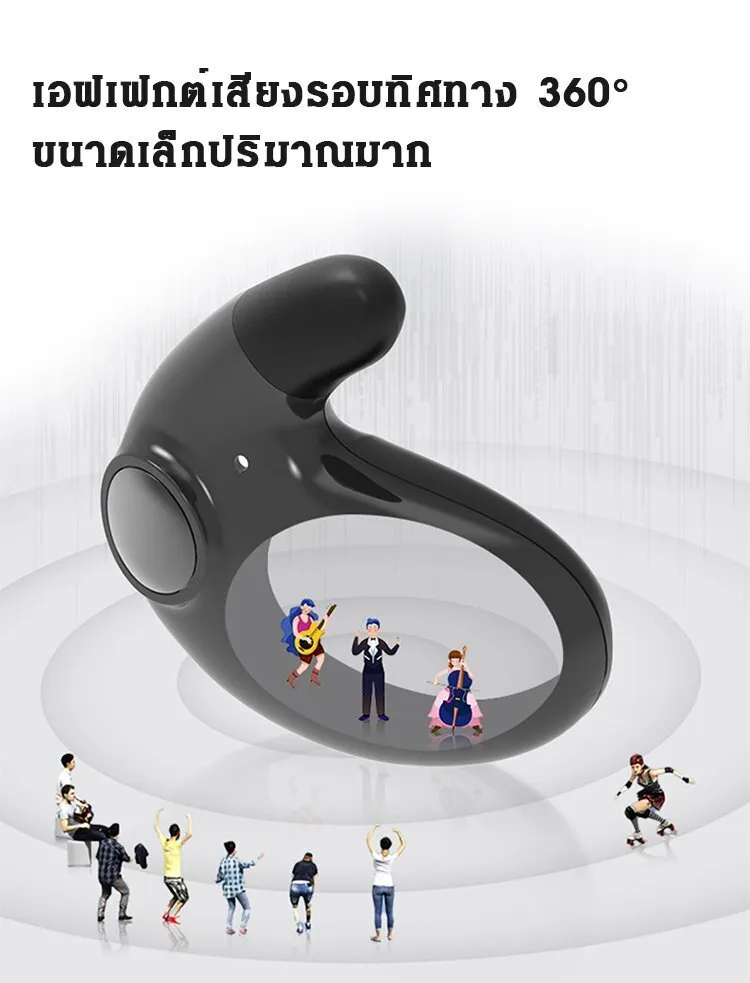 หูฟังใส่นอน MD538 ชุดหูฟังบลูทูธ Bluetooth 5.3 หูฟังไร้สาย แบบใส่ในหูขนาดเล็กบางเฉียบ