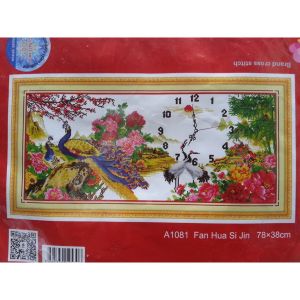 TD - Tranh thêu chữ thập công mẫu đơn đồng hồ A1081 + 88852 + X8179 - nhiều kích thước