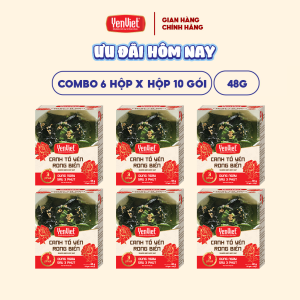 Combo 6 hộp/ Thùng 12 Hộp canh tổ yến rong biển Yến Việt công nghệ sấy thăng hoa chay mặn đều dùng được 10 gói x 48g