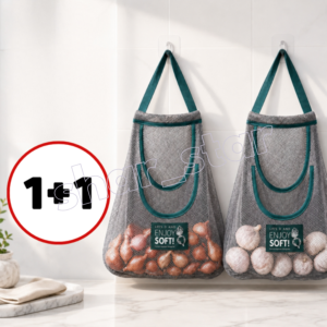 Monaco Vegetable Storage Hanging Mesh Net Bag Gray 2 Pieces Garlic Onion Potato Kitchen Organizer