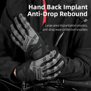 ROCKBROS Motor gloves SBR 6mm Thickened Pad Shockproof Breathable GEL Mountain Bike Gloves Men Women Full Finger gloves