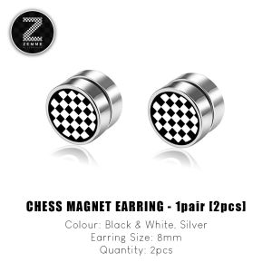 🇲🇾ZEMME🇲🇾 Chess Magnet Earring Clip Non-Piercing 棋盘磁吸耳夹无耳洞