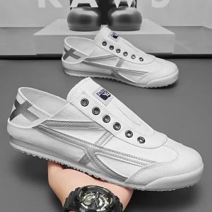 AU Mens slip-on casual tiger-patterned shoes low-top sneakers breathable canvas shoes mens driving shoes Forrest Gump-style shoes