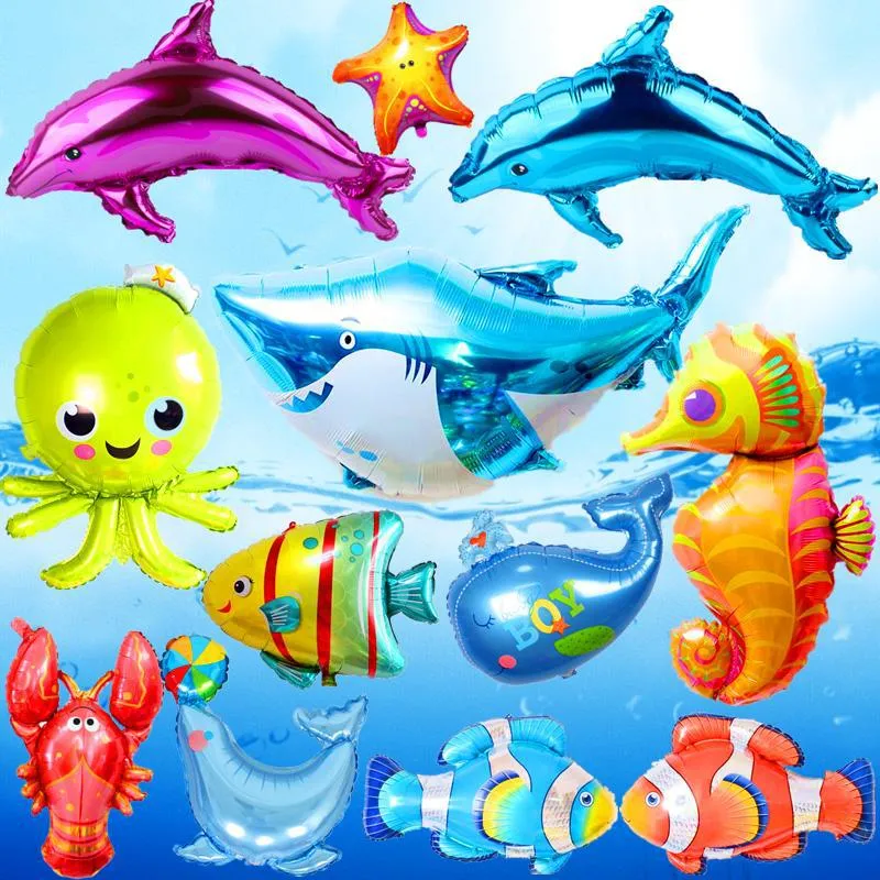 🔥Hutyet👍 Ocean Theme Shark Balloons Dolphin Seahorse Sea Fish Balloon  Children Birthday Party Decoration Item