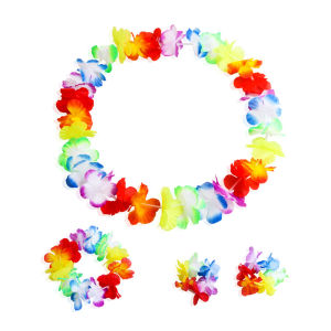 8PCS Hawaiian Luau Leis Necklaces Bracelets Headbands for Beach Wedding Party Decorations