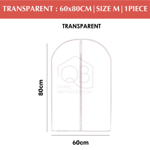 QB Clothes Dust Cover Transparent Dust Bag Hanging Cloth Washable Dust-Proof Suit Cover Coat Plastik baju cover baju gantung plastic baju garment bag
