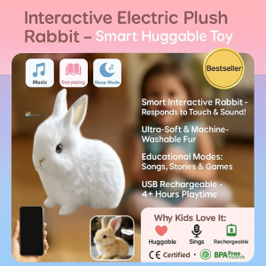 Electric Interactive Plush Rabbit Toy Sings & Dances Soft Huggable Birthday Gift for Kids (Boys & Girls)