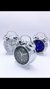 4 Inch Luminous Rechargeable Metal Bell Alarm Clock   silver Red Copper gold Aishida Silent Clock with Night Light