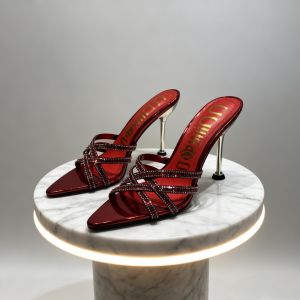 [Free Shipping] African high-heeled womens slippers and sandals fashionable pointed-toe diamond-embellished womens shoes exclusively for Slpers ultra-high thin heels