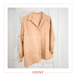 Vera Shirt | Sateen Formal Shirt Top | Atasan Kemeja Satin Polos Lengan Panjang Wanita | GINNY