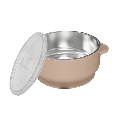 304 Stainless Steel Baby Feeding Bowl with Silicone Suction Base Insulated Anti-Tumpah Self Feeding Bowl