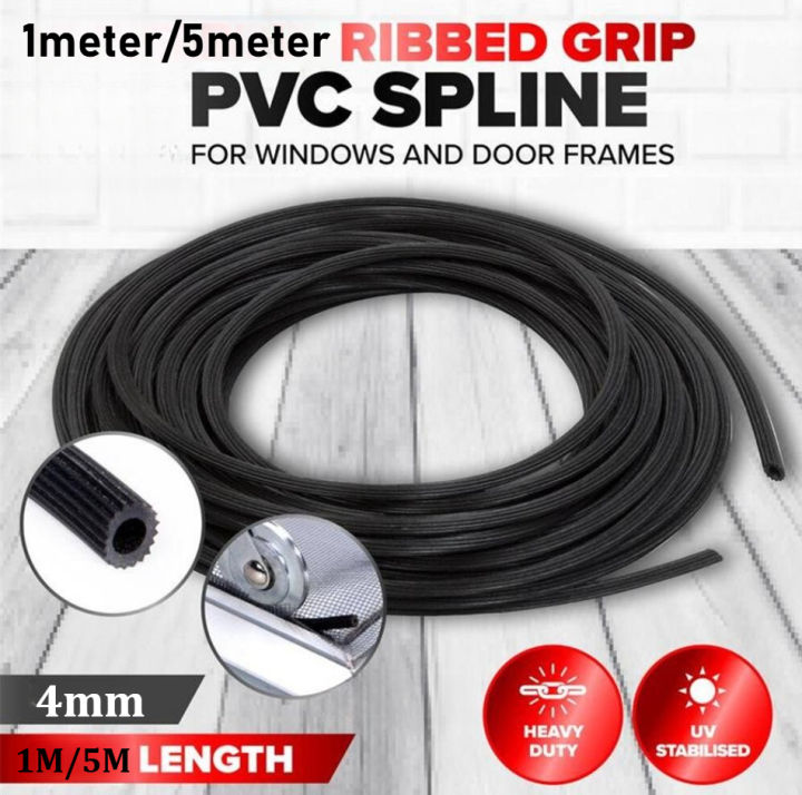 Window Screen Spline 4.0mm 10m Roll – Black Thermoplastic Rubber Screen Repair Kit With Flat Spline For Aluminum & Plastic Frames