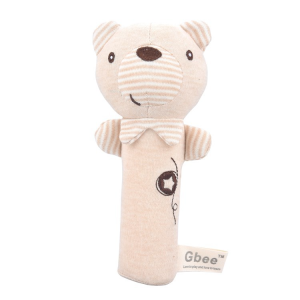 Gbee Organic Cotton Baby Rattle Infant soothing soft toy Squeaker Grasp Auditory development. Newborn baby gift