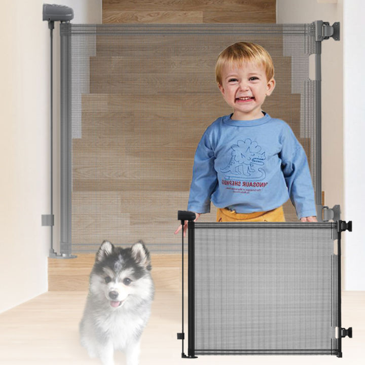 Black Cumbor Retractable Baby Gates 33 Tall Mesh Pet Gate Extra Wide 55 ...