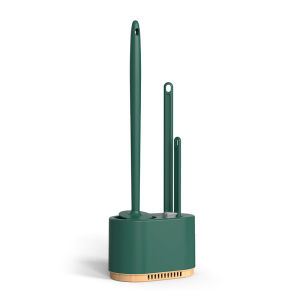 JustLiving 3pcs/set Wall Hanging Soft TPR Toilet Brush with Holder Set Luxury Durable Silicone Handle Bristles Bathroom Cleaner Bathroom Without Dead Ends with Base Cleaning Brush