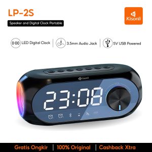 KISONLI Speaker Jam Bluetooth Portable Stereo Original LED Display Alarm LP2S