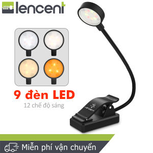 Đèn LED LENCENT 9 Đèn 12 chế độ Bảo vệ mắt Kẹp bật sáng Đèn linh hoạt với USB có thể sạc lại để đọc ban đêm [Hỗn hợp ấm áp màu trắng hổ phách]