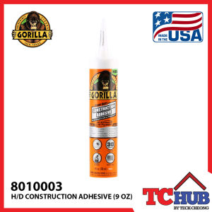 Gorilla Construction Adhesive Heavy Duty - All Weather/Gap Filling/30 sec. Fast Grab/Paintable/Indoor & Outdoor Heavy Duty Project (9Oz)