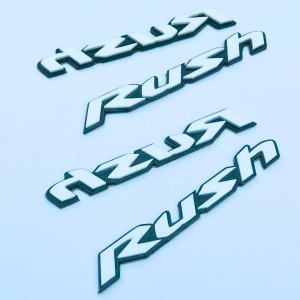 EKSTERIOR VARIASI TALANG AIR MOBIL RUSH TERBARU / EMBLEM TULISAN TIMBUL 3 DIMENSI TERDAPAT 2 PASANG ATAU PCS EMBLEM TALANG AIR