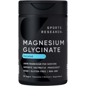 Viên Uống Bổ Sung Magie Sports Research Magnesium Glycinate Chelated 160mg 90 Viên (Mỹ) - - Hỗ trợ chức năng bình thường của cơ bắp và hệ thần kinh. - Hỗ trợ quá trình chuyển hóa năng lượng. - Góp phần duy trì sức khỏe xương.