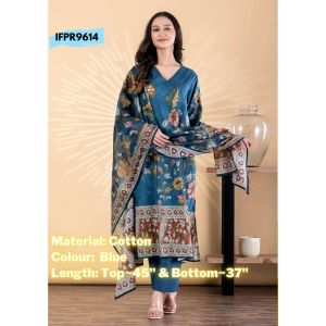 DEBAYU Readiprint Cotton Kurti with Palazzo and Dupatta Set Size L to 3XL Malaysia