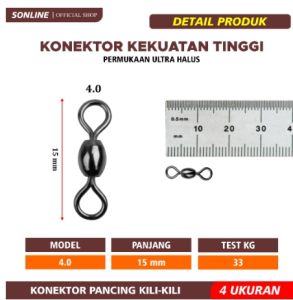 SONLINE RSZH Connector Kili-kili Pancing Rolling Swivel Bahan Stainless Steel Fishing Gear
