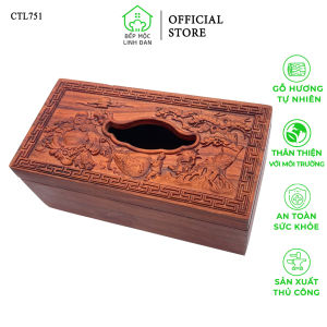 Hộp khăn giấy gỗ Hương chạm trổ Phật Di Lặc kéo bao tiền [CTL751]