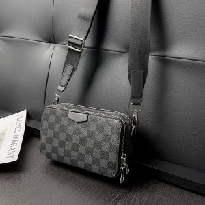 Korean Style Men Sling Bag Waterproof PU Leather Small Square Shape Shoulder Bag Casual Crossbody for Shopping Office Outings