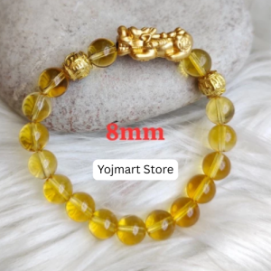 Feng Shui Natural Stone Citrine Vermiel Gold-Filled of 18K Real Gold  Piyao Pixiu Bracelet Wealth Magnet Protection Mantra Lucky Charm Career Stone Bracelet Top Grade Citrine Blessed Wealth Bracelet