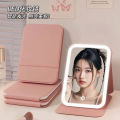 LED makeup mirror with light foldable dimming portable student dormitory desktop mirror. 