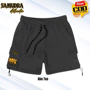 Celana Cargo Pendek Pria Hitam dengan Pinggang Elastis dan Kerah Berdiri - Gaya Rapi dan Casual