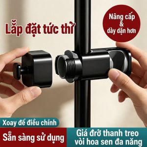 Cài Sen Tắm Gắn Thanh Trượt Không Cần Tháo Cây Cài Vòi Hoa Sen Kẹp Ống Tròn 17-29mm Bằng Nhựa ABS Cao Cấp Điều Chỉnh Độ Cao Và Góc Nghiêng 140 Độ Chống Trượt Chịu Lực Tốt Phụ Kiện Nhà Tắm Hiện Đại Dễ Lắp Đặt Bền Đẹp