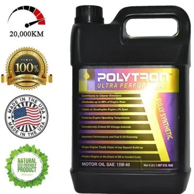 Polytron Original Fully Synthetic 15W-40 Motor Oil 4 Liter -Military Industrial Grade Ultra Performance Lubricant> 20000KM Milage