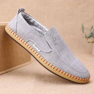 ZEEMIN Men Spring Autumn New Canvas Shoes Rubber Sole Non Slip Breathable Shallow Slip On Light Round Toe Work Shoes Fisherman Shoes